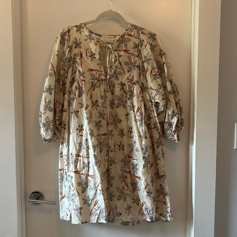 Caballero Floral Bubble Sleeve Babydoll Dress